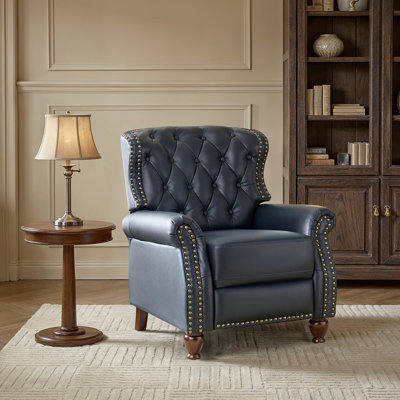 Abruzzino 34.5" W Genuine Leather Push-Back Recliner