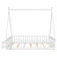 Lit double pleine grandeur en forme de tente avec garde-corps, porte et plateforme à lattes - Lit pour enfant en bois de pin, blanc-540859074-540859085