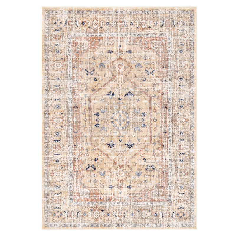 Hartleton Beige Area Rug, Rectangle 5' x 7'5"