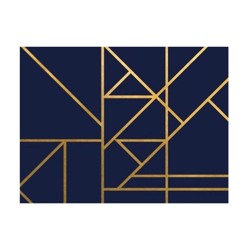 «Gold Navy and Lines IV» par Guseul Park - impression, Couche de verre, H 40 po x l 53 po