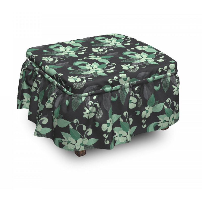 Ensemble de housse pour repose-pieds à coussins carrés 2 pièces nostalgique floral