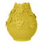Vase à fleurs Remi, céramique décorative jaune avec motifs floraux, 11 pouces