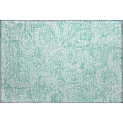 Premium Machine Washable Apodaca Teal Rug