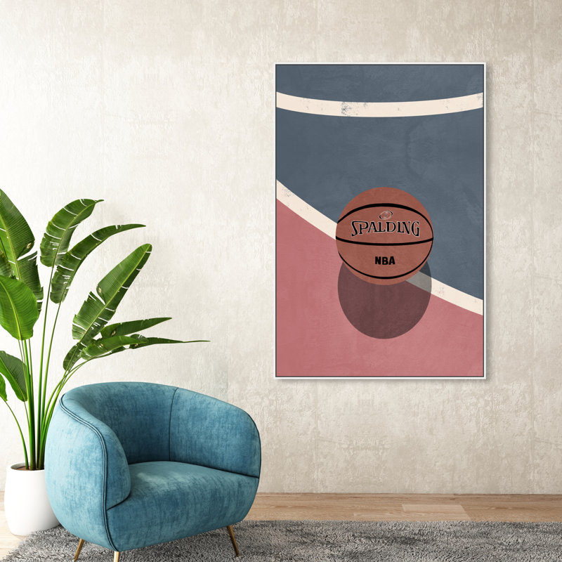 Zone de basketball - Peinture sur toile, H 54 po x l 36 po, Toile blanche encadrée