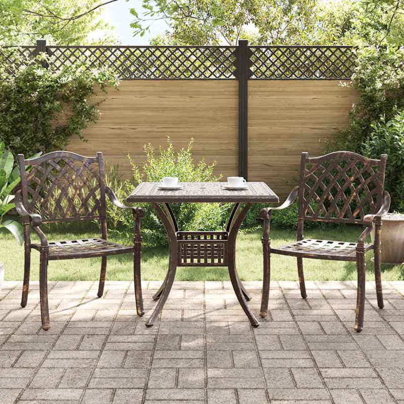 2 - Person Patio Dining Set with Square Table, Bronze