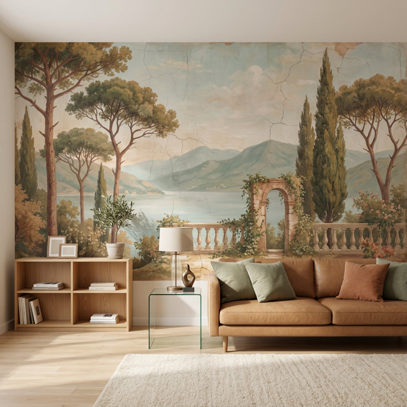 Décoration murale murale méditerranéenne méditerranéenne classique, 120"x96", Peler et coller