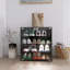 Armoire à chaussures noire moderne à 4 couches avec porte vitrée, porte à DEL et contrôle, pour espace de vie, porte à 3 ou 4 espaces