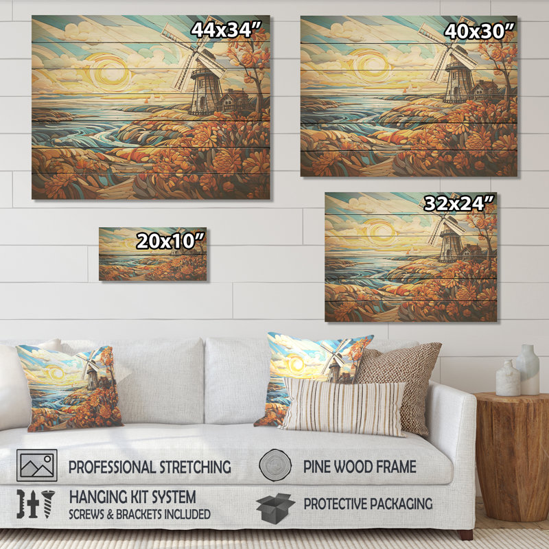 Windmill Coastal Breeze - Éoliennes sur bois, H 24 po x l 32 po x P 0,78 po