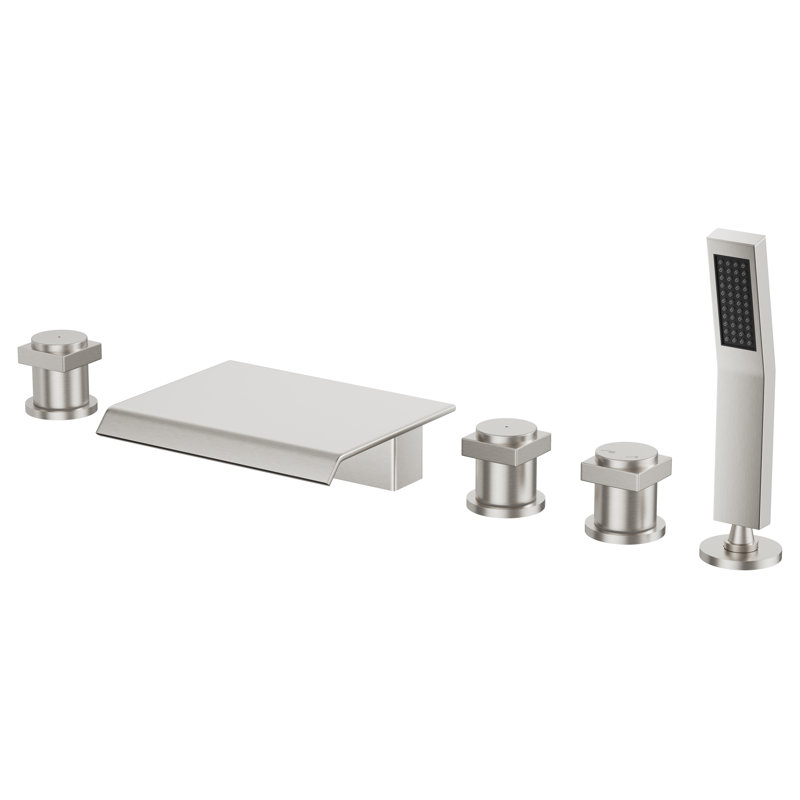 HEYMYTAP Ensemble De Robinets De Baignoire Noirs à 3 Trous, Robinets De Baignoire Romaine En Laiton à Haut Débit Avec 2 Poignées Et Lignes D'alimentation Pré-installées De 1,27 Cm Pour Hôtel, Ferme