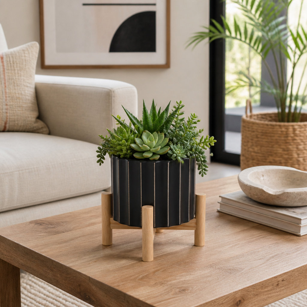 Adeana Ceramic Pot Planter, 7" H x 6" W x 6" D