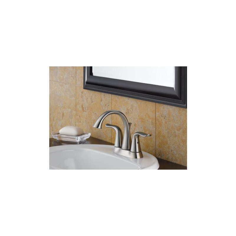 Robinet pour salle de bain central à deux poignées lahara, Acier inoxydable