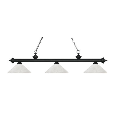 Luminaire suspendu linéaire à 3 lumières pour table de billard Chevelle