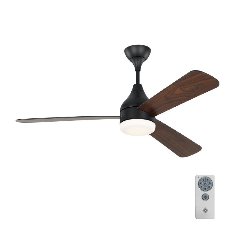 Smart LED Ceiling Fan, 52 inches, Midnight Black with Black Blades