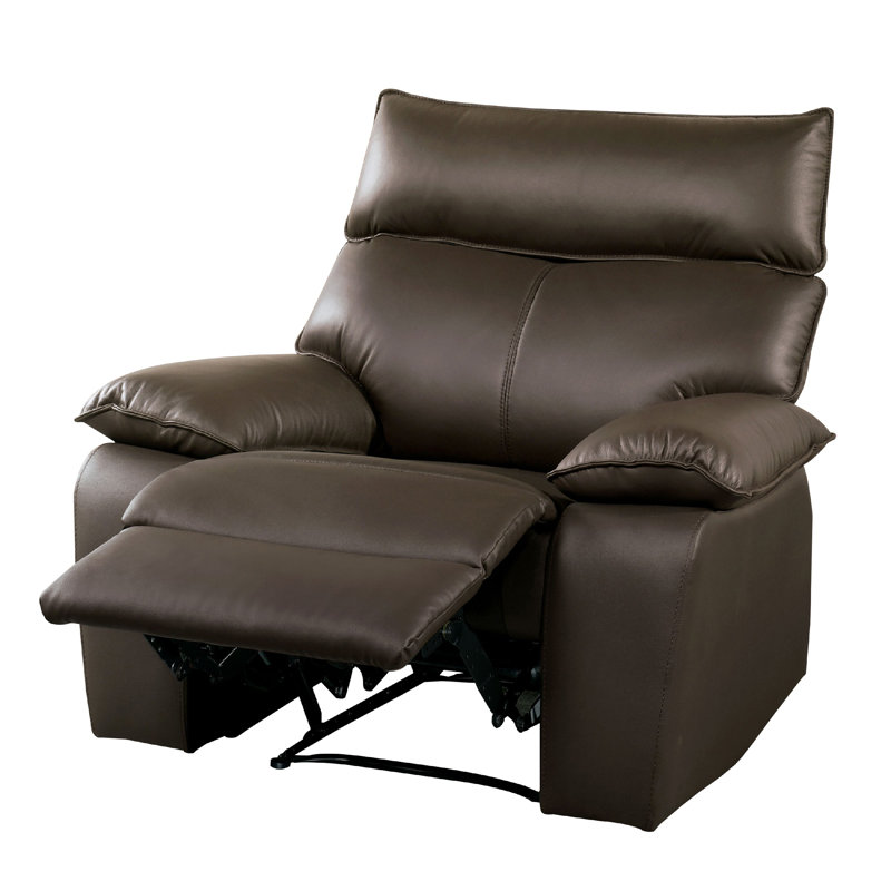 Fauteuil inclinable manuel Ozy, accoudoirs coussinés, similicuir brun foncé