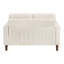 Velours côtelé beige contemporain en bois massif et pieds exposés en mousse haute densité pour petit salon décoré de sièges confortables recouverts de brun
