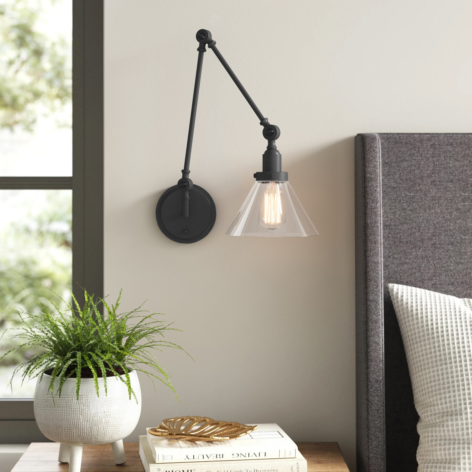 Catalina 1-Light Plug-in Swing Arm Wall Sconce, Bronze
