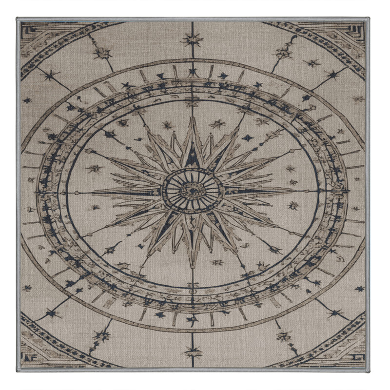 Washable Star navigation patterns Nautical Area Rug, Square 7'