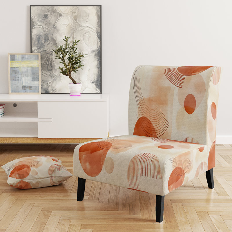 Fauteuil de chambre abstrait rembourré - Fauteuil de chambre Boho Terracotta Pulse II, Slipper Armless