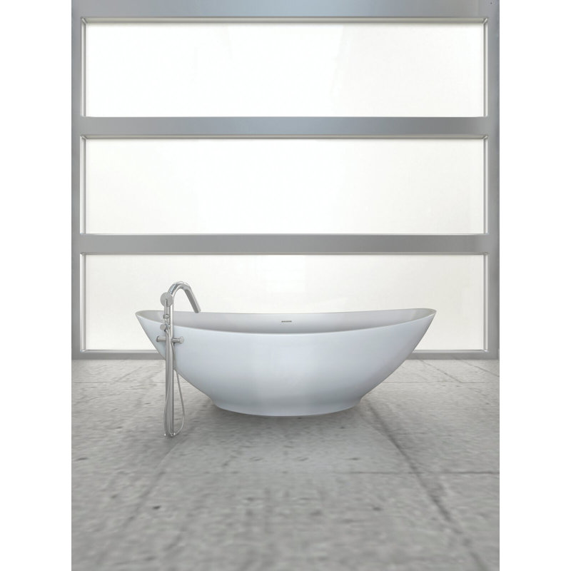 Logan 72'' L Soaking Bathtub, White, Polished Brass