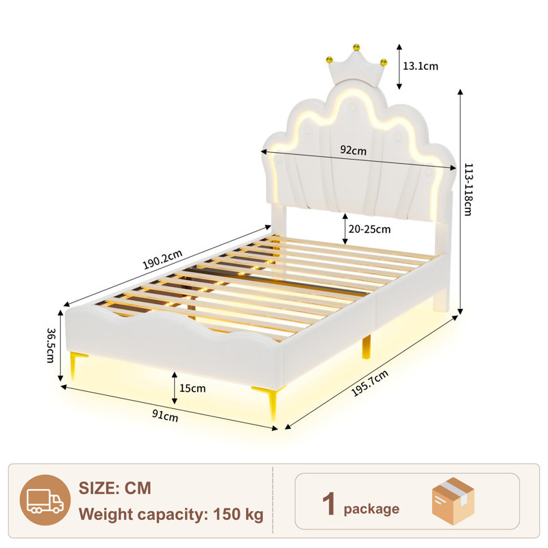 Single (3') Bed, White