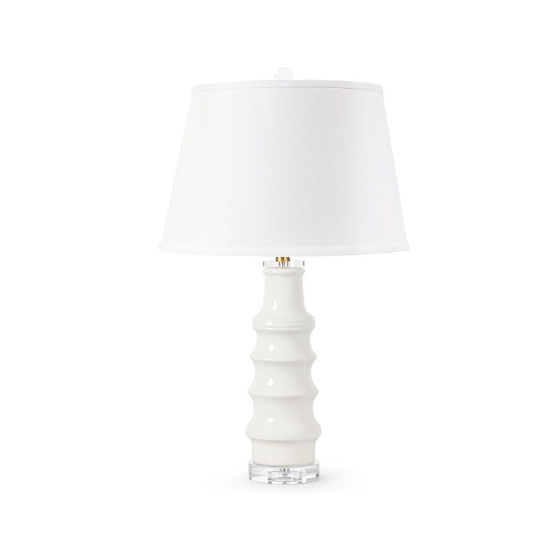 Jesse Lamp With Shade 16-Inch White Linen, With Gold, Cloud Nine