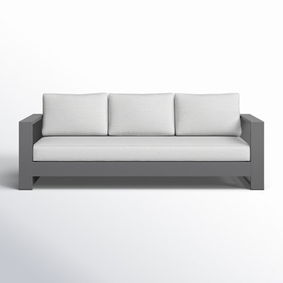 Hoyt 92.52" Outdoor Aluminum Sofa with Optional 27.56" Versatile Ottoman