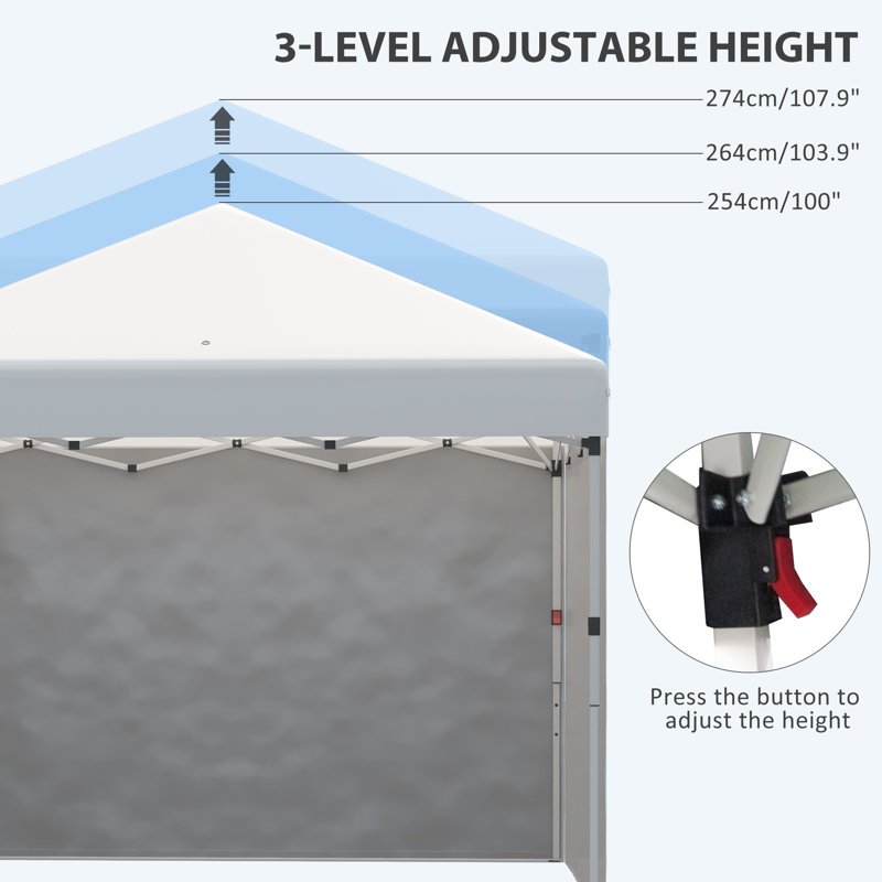 Cream 10ft Adjustable Pop-Up Canopy with Sidewalls