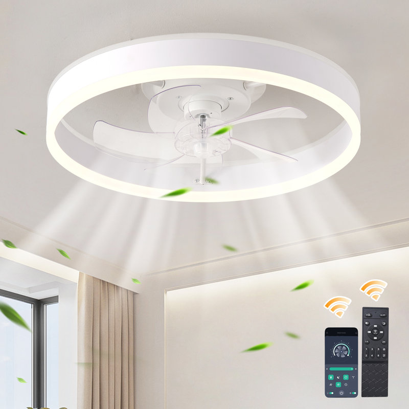 20" 6-Speed LED Dimmable Reversible Modern Caged Ceiling Fan With Light And Remote Control
