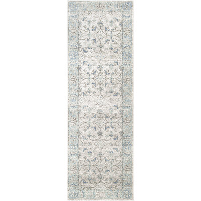 Tapis floral / cachemire Askel pour le salon, la chambre à coucher, la cuisine et l'aquarelle / ivoire
