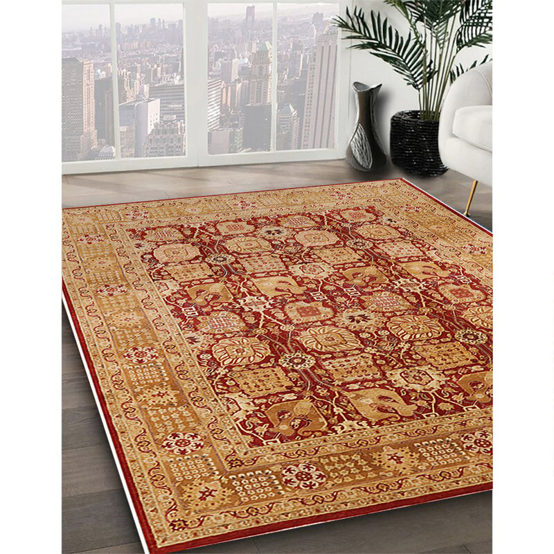 Tapis oriental rouge / jaune Greenville, Rectangle 7 pi x 10 pi