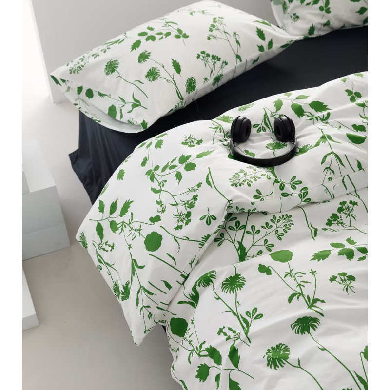 Floral Comforter Set Botanical Flower Bedding Set, King Comforter + 2 King Pillowcases, White Sage Floral