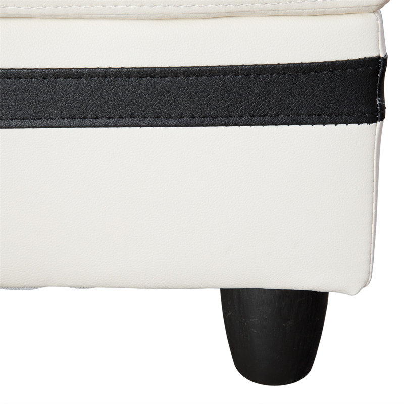 Bawan Faux Leather L-Shaped Sectional, Left Hand Facing, Beige/Black Faux Leather