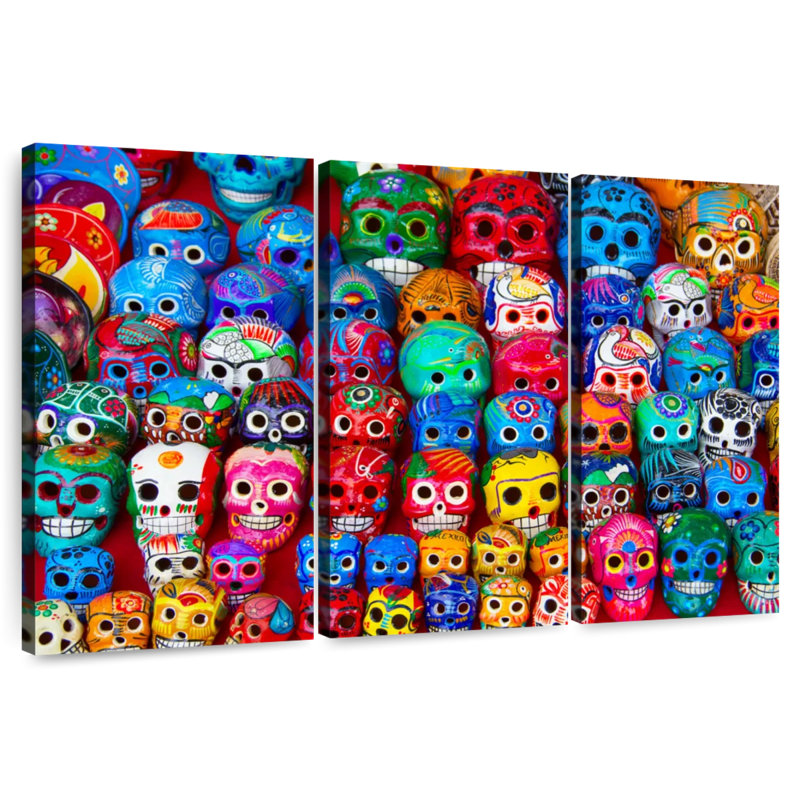 Crânes mexicains colorés Kerner, H 20 po x l 33 po