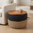  Chula 18" Seagrass Round Pouf Ottoman, Duo Low Round Side Table, Boho Nightstand-394081041