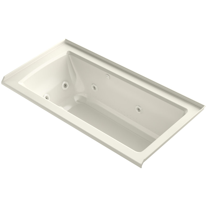 Archer Integral Flange Whirlpool and BubbleMassage Air Bath, Ice Gray, Right