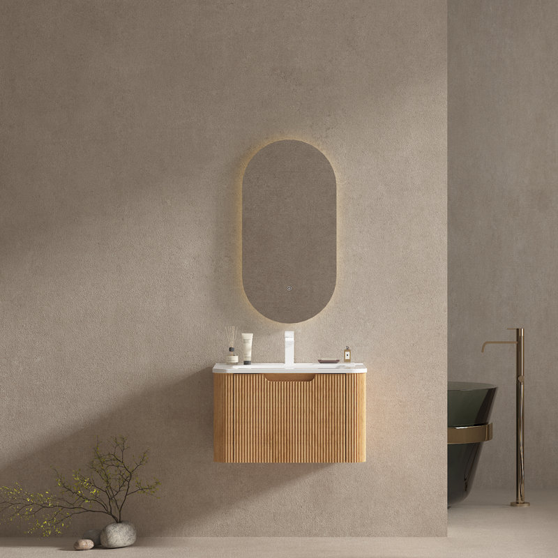24" Floating Bathroom Vanity With Ceramic Sink Top Modern Wall Mounted Cabinet, 24"