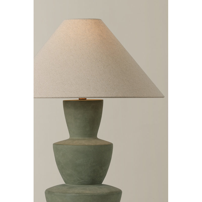 Kamas Table Lamp, Patina Brass/Ceramic Oak Moss