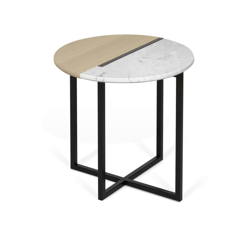 Table de bout Lewisetta, Blanc/chêne