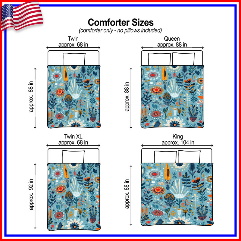 Floral Abstract Blue Comforter, Twin Extra Long