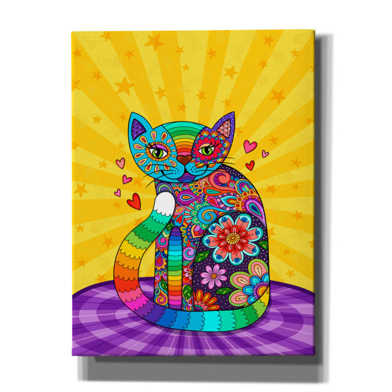 «Cats Meow» par Hello Angel - impression sur toile tendue, H 16 po x l 12 po x P 0,75 po