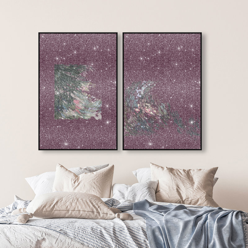 Delicate Spring Set Abstract Canvas Print by Oliver Gal, Black Frame, 10 x 15, 31"H x 46"W, Black Floater Frame