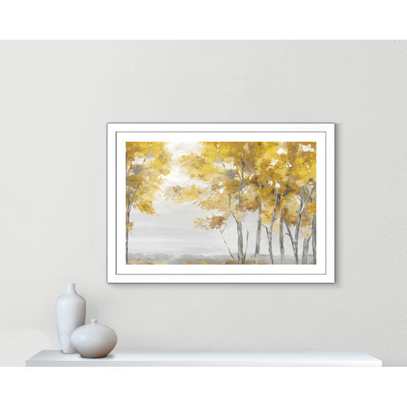 Jaune altruiste - Art encadré autoportant, Cadre blanc mat, H 31 po x l 43 po x P 1,25 po
