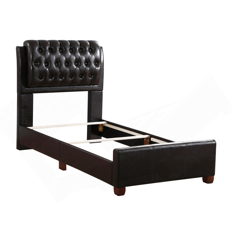 Élégant lit simple contemporain brun foncé, Twin
