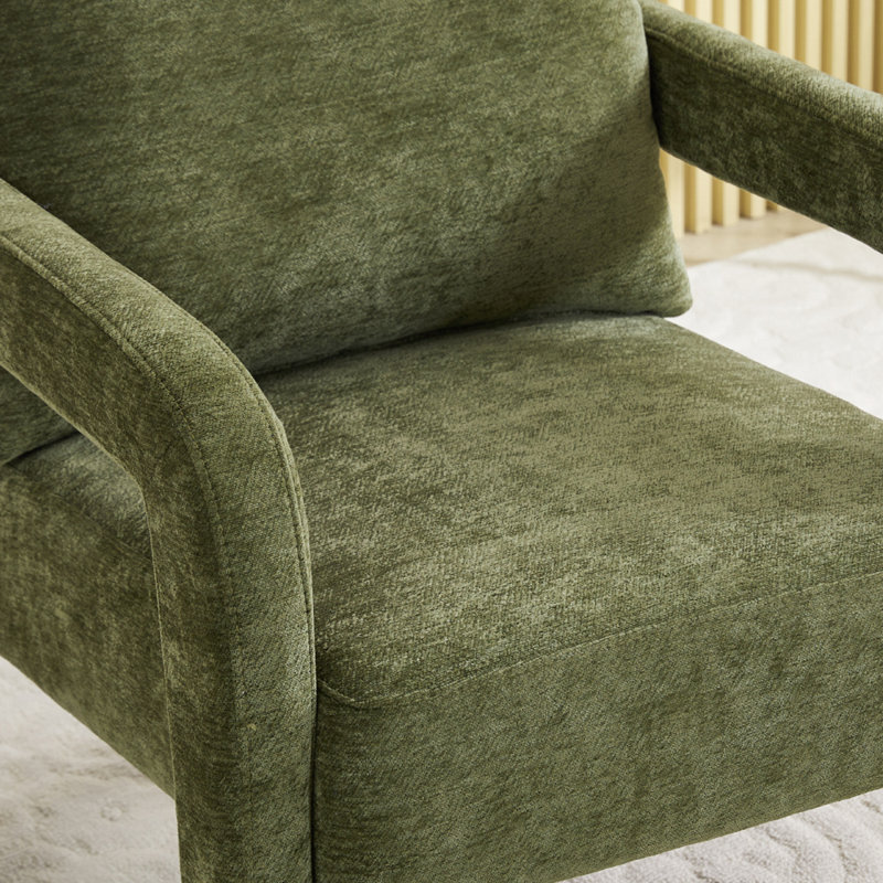 Upholstered Armchair, Green Chenille