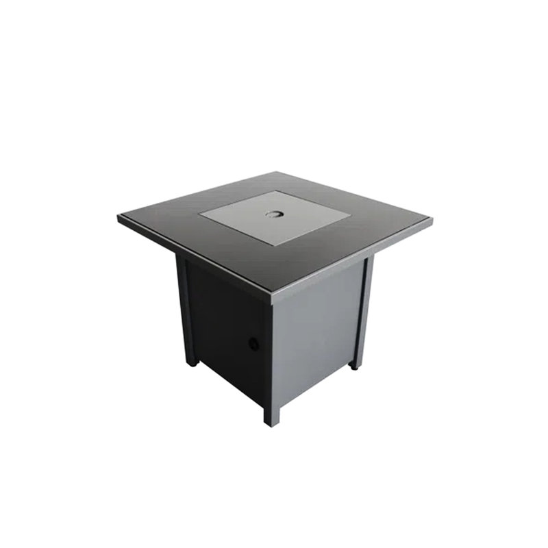25" H X 30" W Steel Outdoor Fire Table, Gray Modern Look, Gas Tank, Push Button Ignition, Smoked Glass Heat Top, Propane/natural Gas, Year-round Pit Table Steel, Surface, Use