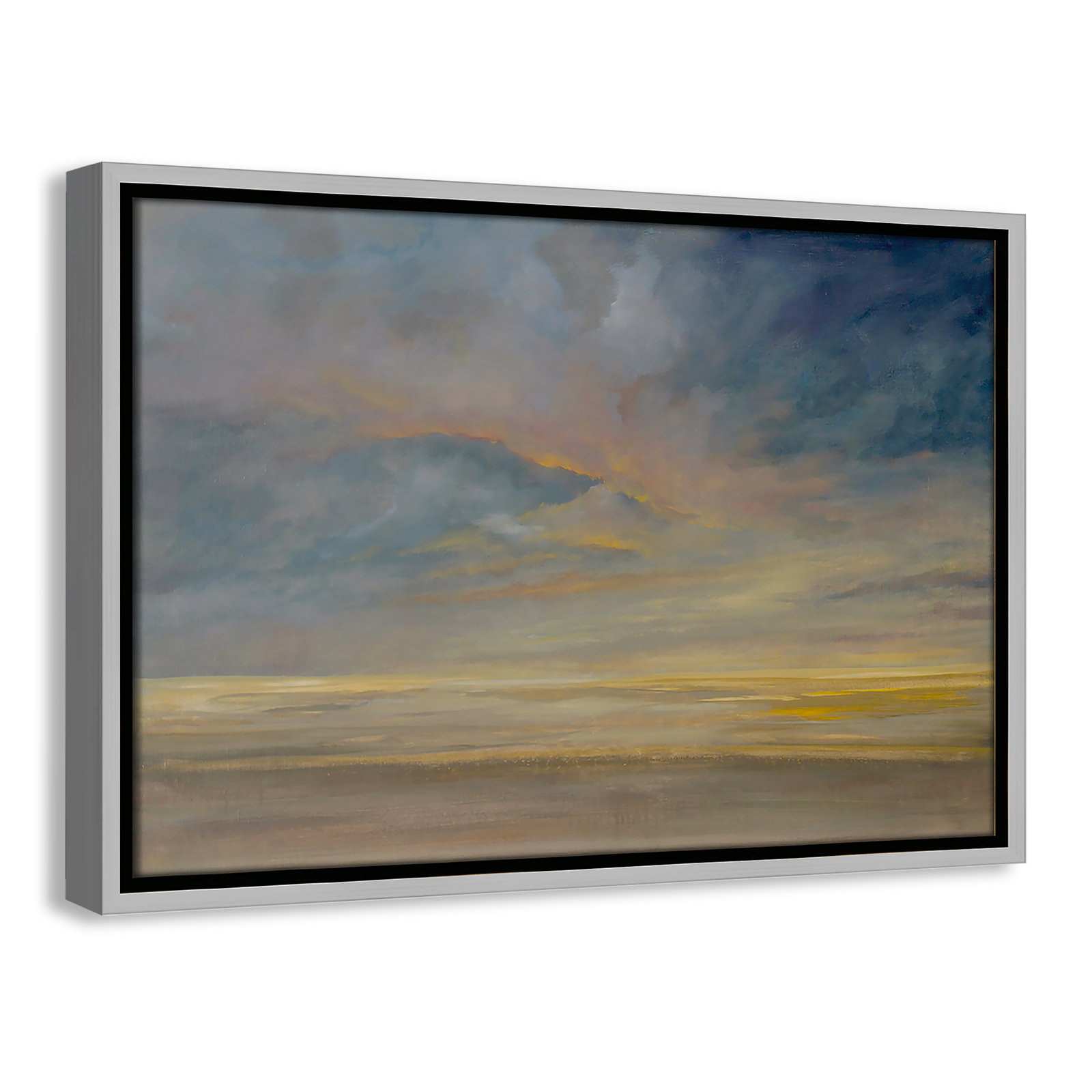 Saffi "Dawning Unrest" Painting, 13.5" H x 19.5" W, Silver