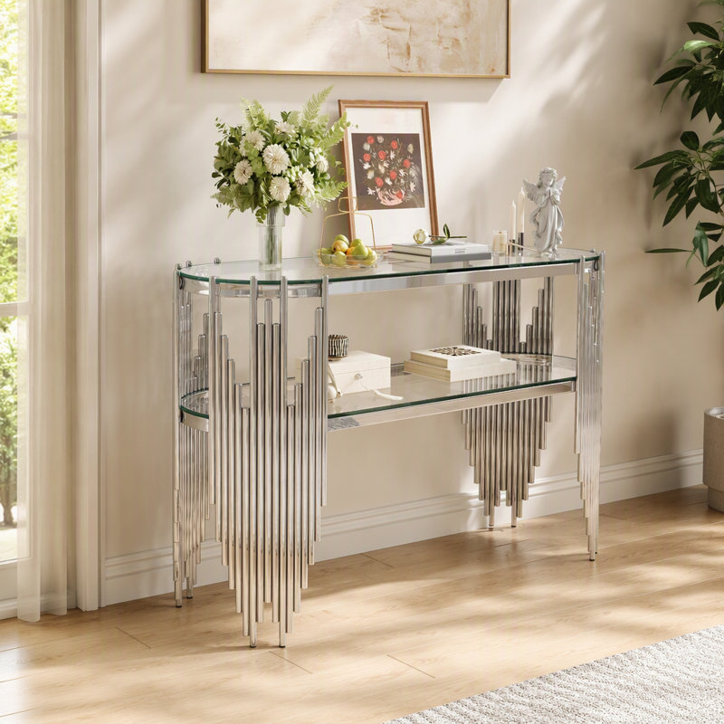Console d'entrée avec tablette, Transparent / argent + transparent, Clear, Silver+Clear