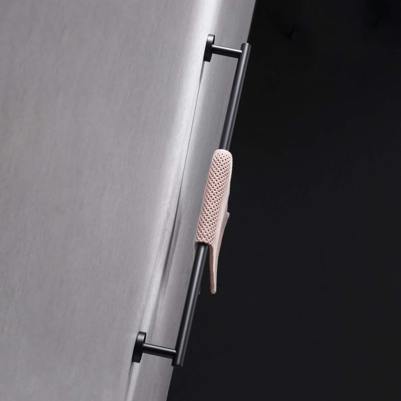 Barre à serviettes en acier inoxydable - Support mural antirouille pour salle de bain / cuisine, Noir mat