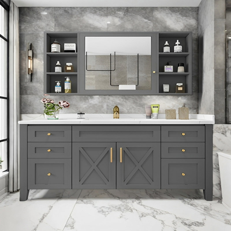 American style solid wood bathroom cabinet
