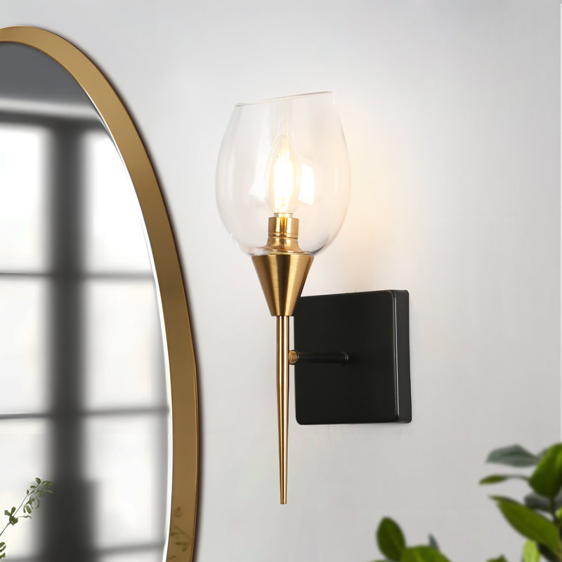 1-Light Swing Arm Wall Sconce Bath Vanity Light 14.6 in Height